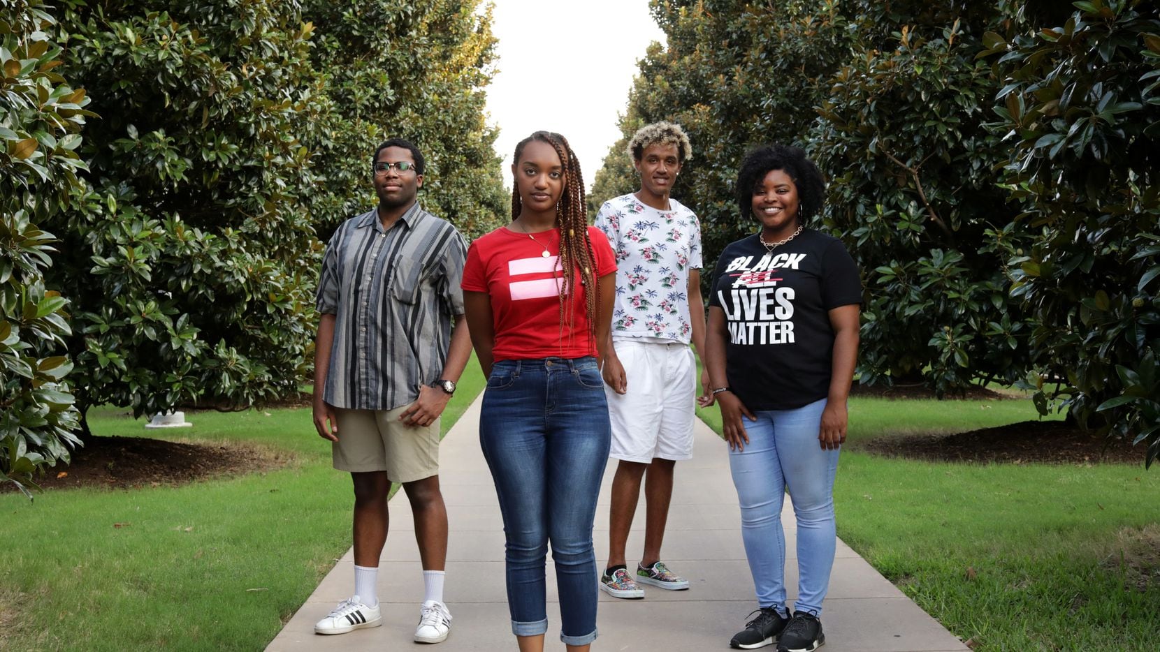 Chizuruoke Ukachi-Nwata, left, Axum Taylor, Isaiah Francis, and Jasmine Cook pose for a...