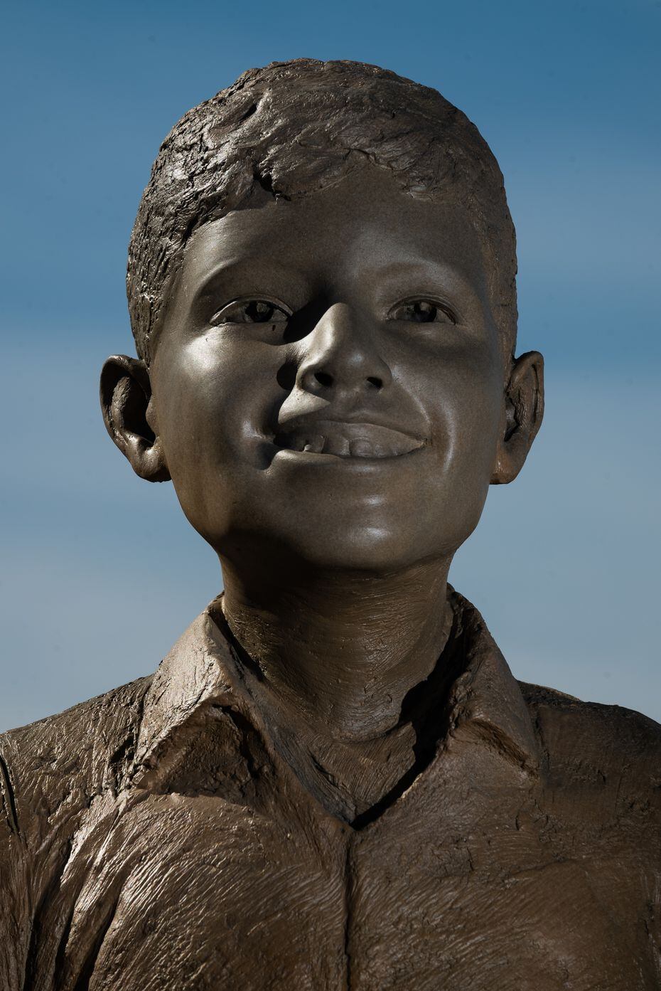 A detailed photo of a sculpture dedicated to the life and memory of 12-year-old Santos...