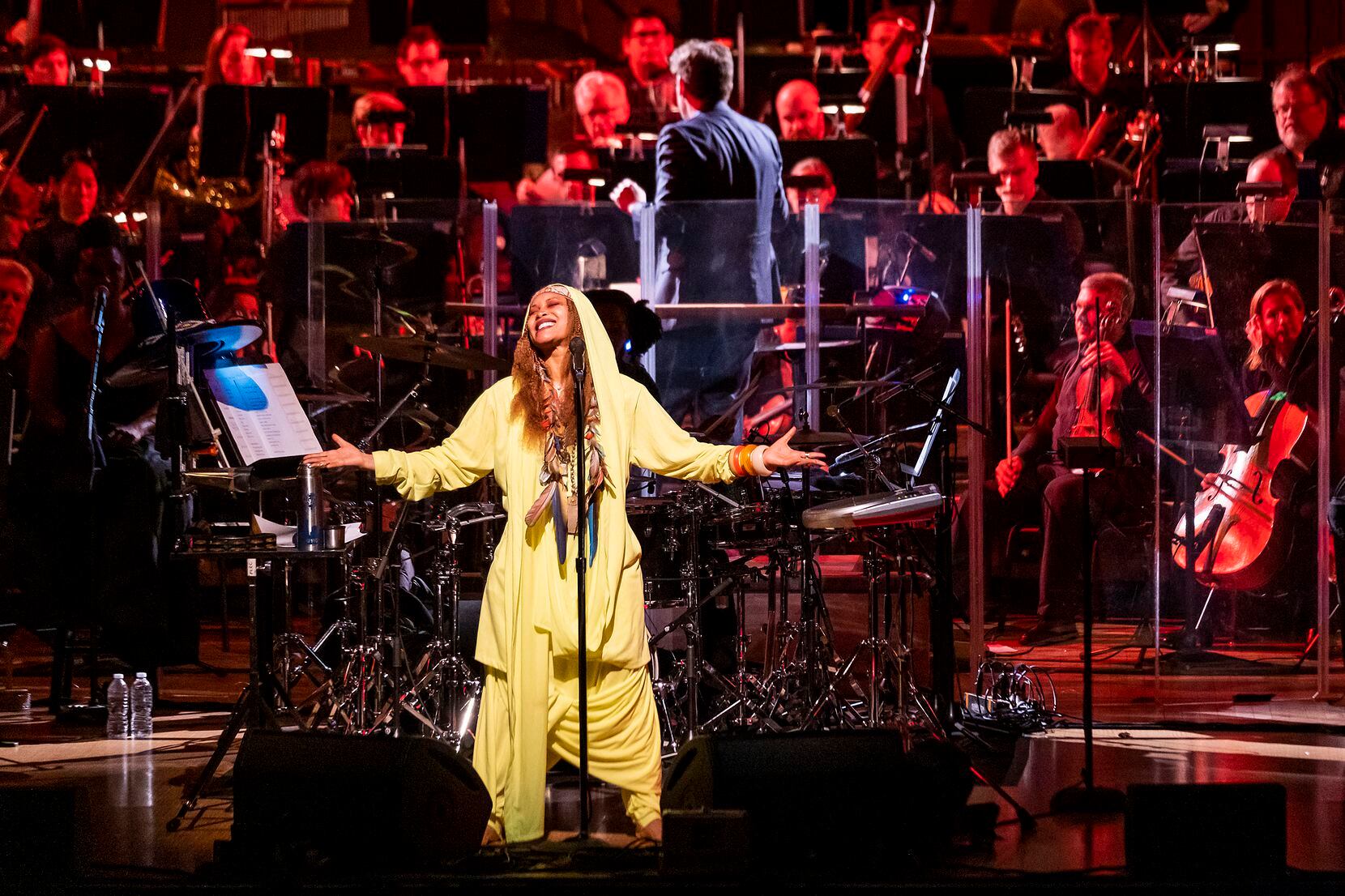 Erykah Badu performs with the Dallas Symphony Orchestra at the Meyerson Symphony Center on...