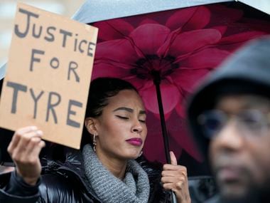 Protesters march Saturday, Jan. 28, 2023, in Memphis, Tenn., over the death of Tyre Nichols,...