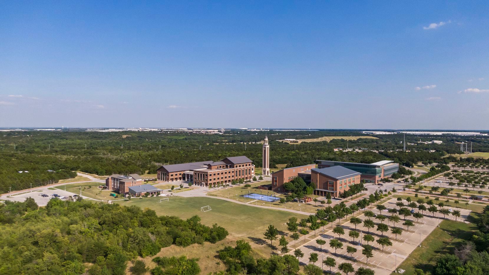 The University of North Texas at Dallas campus is seen in the foreground with several...