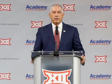 Big 12 Conference commissioner Bob Bowlsby speaks during the Big 12 Conference Media Days at AT&T Stadium on Wednesday, July 14, 2021, in Arlington.