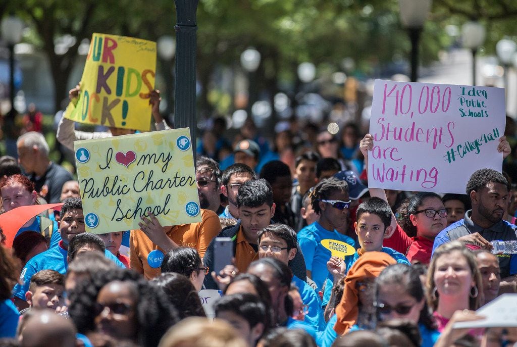 Texas charter school advocates and students marched before a rally on the south steps of the...