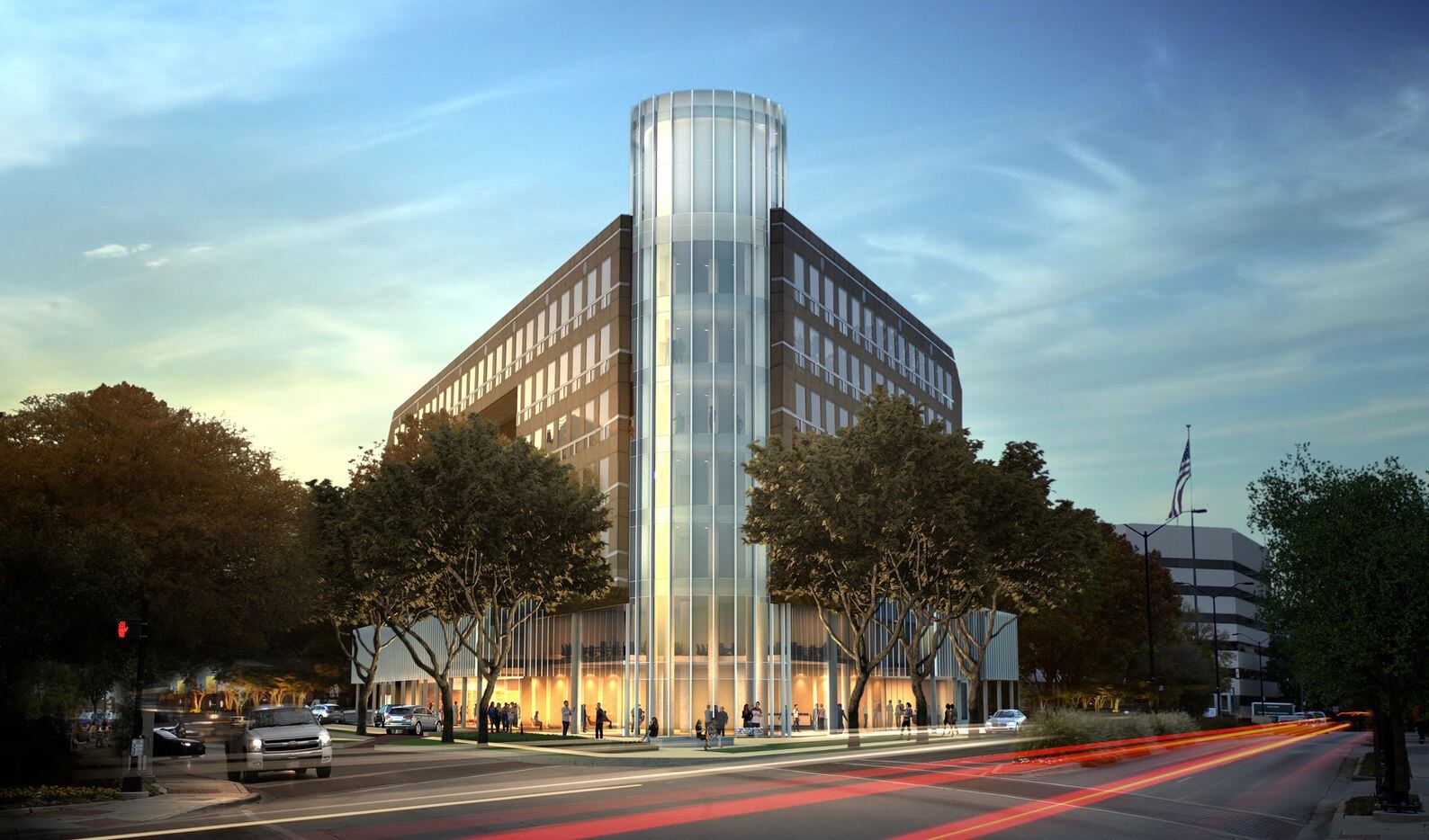The 2401 Cedar Springs building will get a new glass tower at the entry.