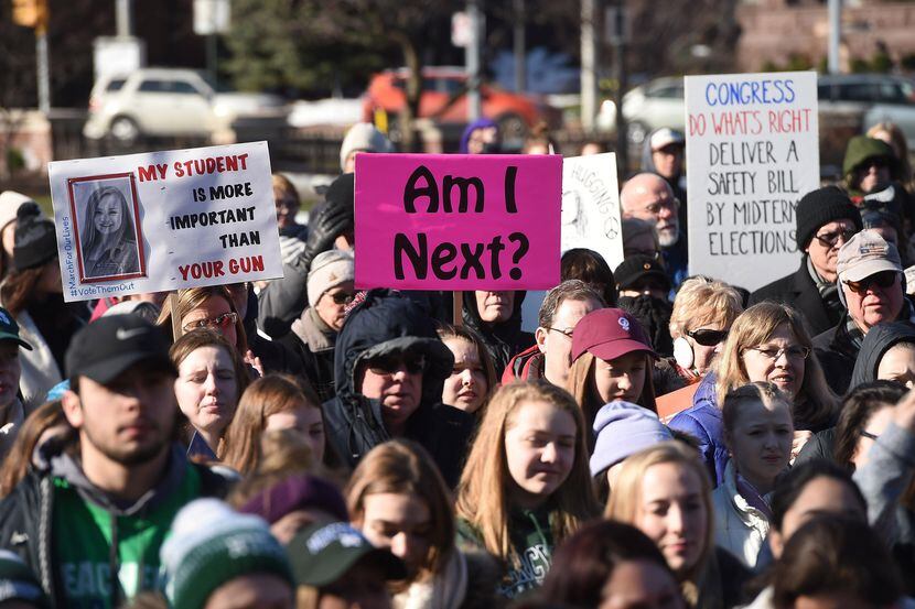 Participantes en la “Marcha por Nuestras Vidas” en Erie, Pensilvania, el sábado. (AP/Jack...