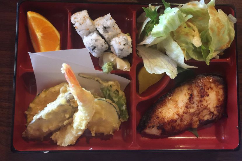 A bento box with tempura and black cod at Ken Japanese Bistro in Richardson. The $12.50...