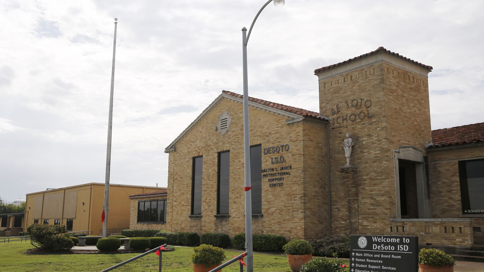 The DeSoto ISD administration building is pictured. A teacher in the school district is...