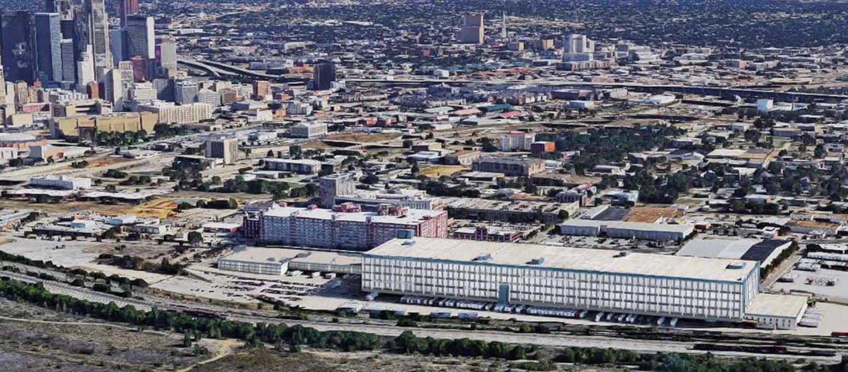 The former Sears warehouse complex stretches south of downtown Dallas near Corinth Street.