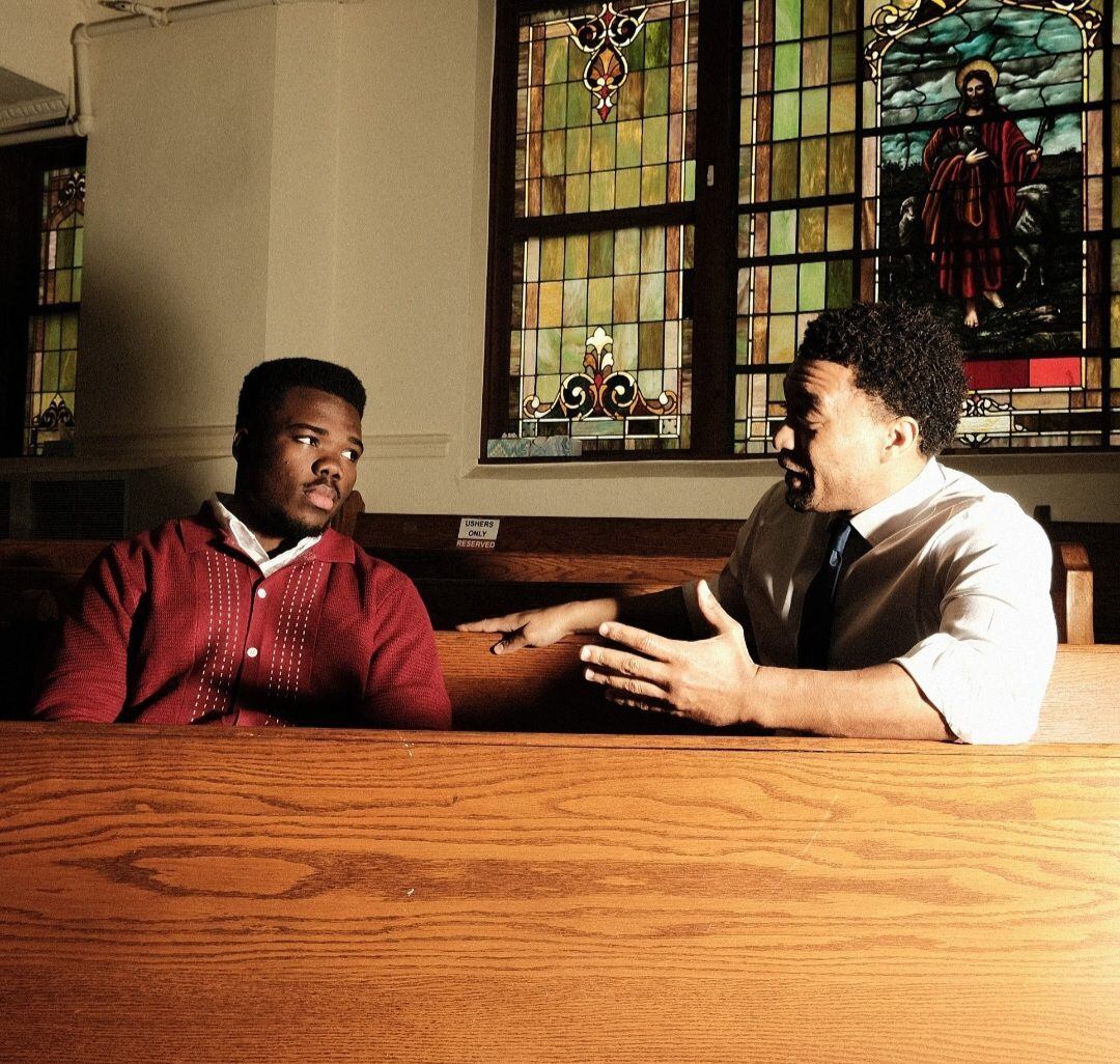 Tyler Lang (from left) stars as Zeke Phillips and Wes Frazier as Minister Fletcher in Soul...