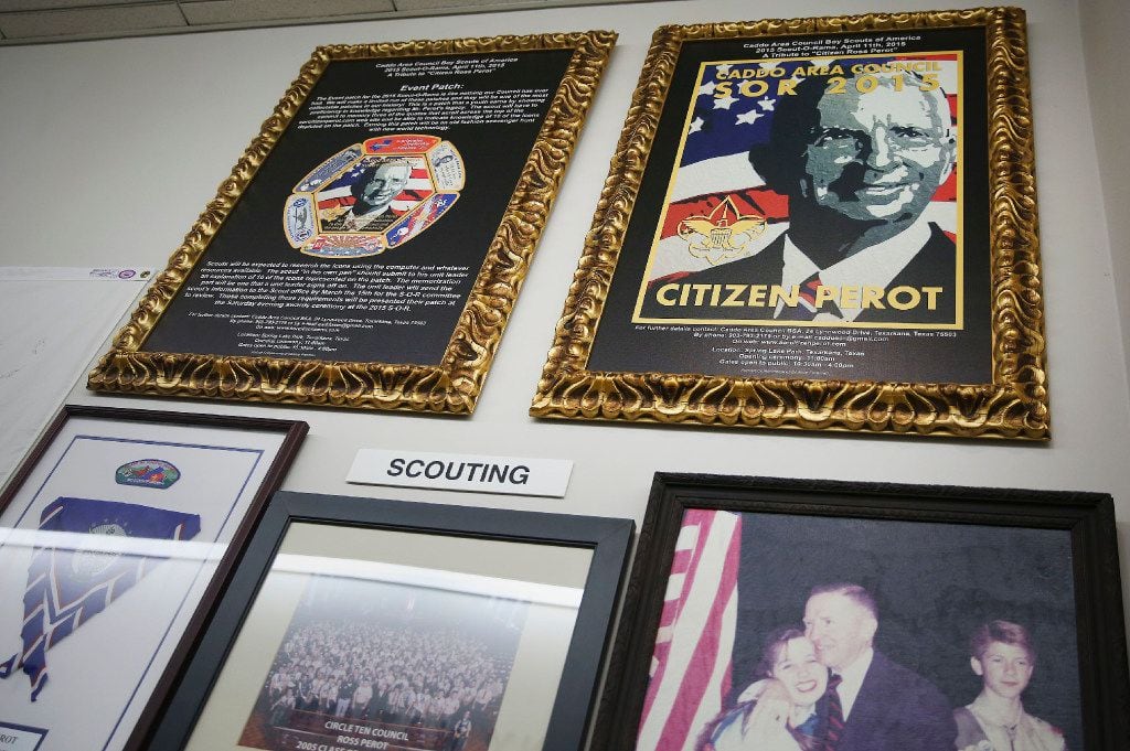 A collection of recognitions for Ross Perot by the Boy Scouts are among the personal...