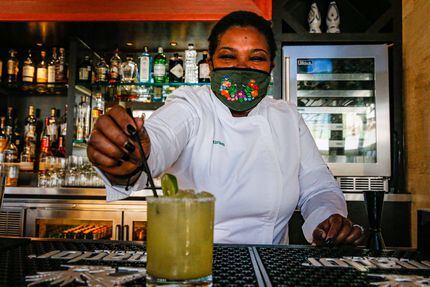 Miriam Jimenez makes a Casa Noble margarita at her restaurant Miriam Cocina Latina in Dallas.