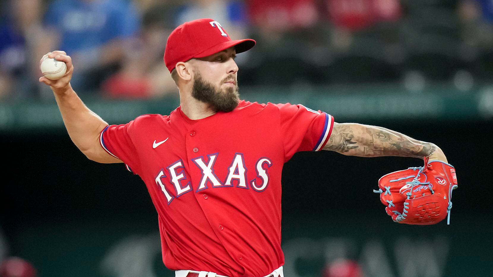 Texas Rangers relief pitcher Joe Barlow delivers during the ninth inning against the Seattle...