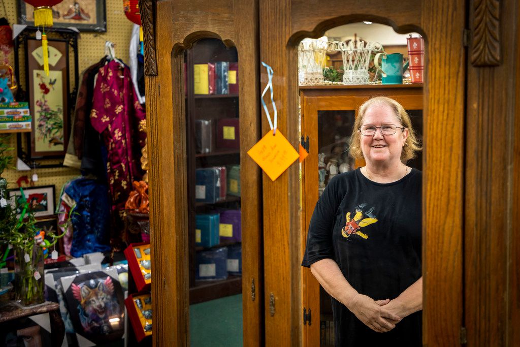 Gerry Hill, assistant manager of Plano Antique Mall, has had a booth with her sister at the store for nearly 12 years.