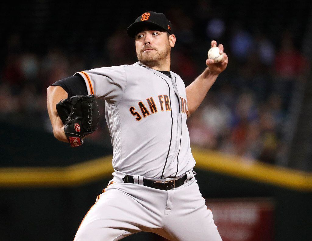 FILE - In this Tuesday, Sept. 26, 2017 file photo, San Francisco Giants starting pitcher...