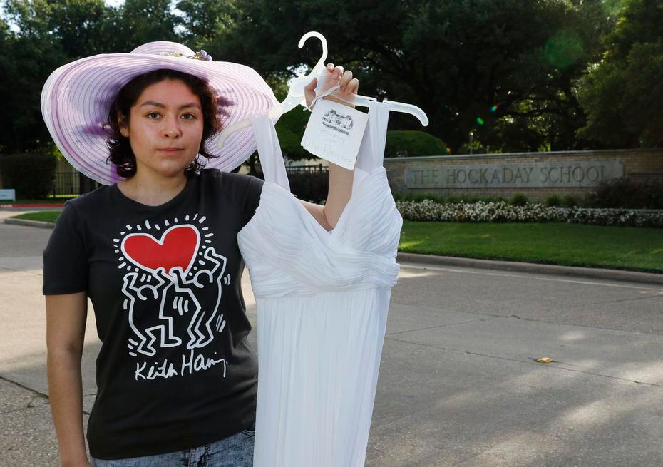 
Ascencion Lilia Ramirez, then-18, a graduate of Hockaday School in Dallas, holds her dress...