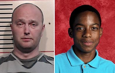 Roy Oliver, fired Balch Springs police officer, is shown in a Parker County Jail booking photo after he turned himself in on a charge of murder in the shooting and killing of 15-year-old Jordan Edwards (right).