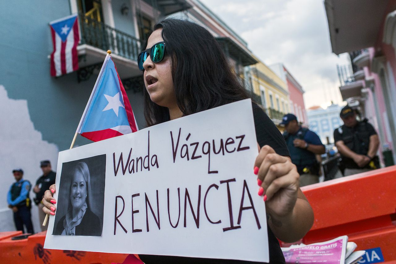 Manifestantes en Puerto Rico exigen la renuncia de la nueva gobernadora, Wanda Vázquez el jueves