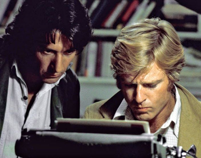 Dustin Hoffman and Robert Redford go up against the White House in "All the President's Men."