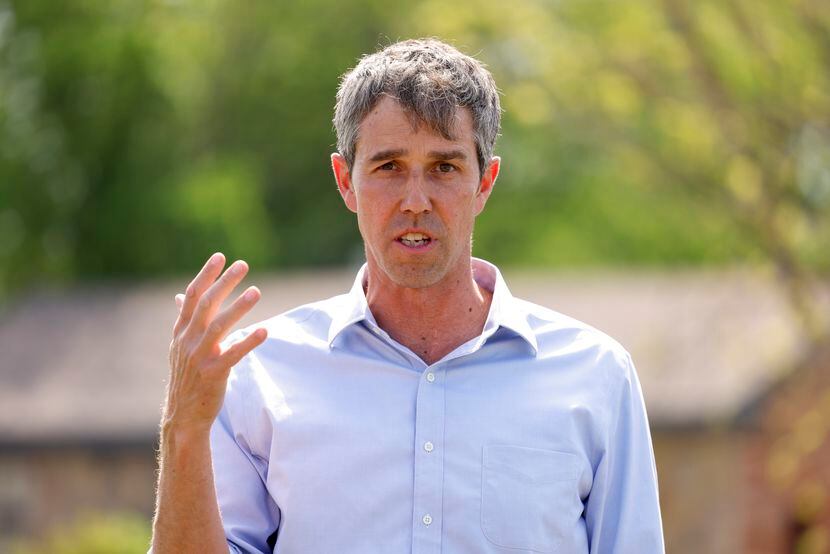 Democratic gubernatorial candidate Beto O’Rourke speaks during a press conference in South...