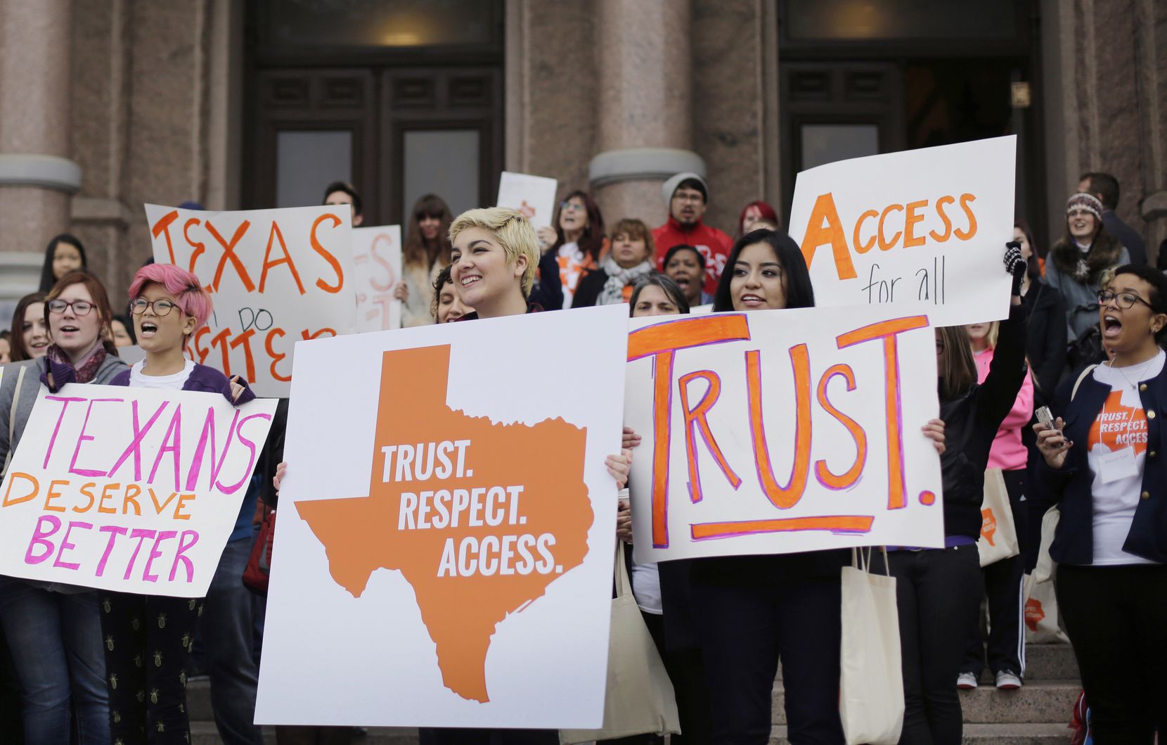Women in Texas have been battling the erosion of abortion rights for almost two decades. This 2015 rally by students and abortion rights activists on the steps of the Texas Capitol in Austin protested previous restrictions put in place by the state Legislature.
