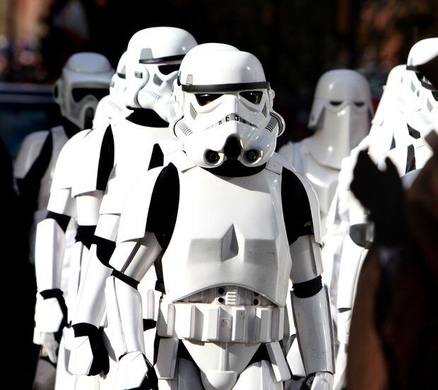 Members of the Star Garrison of the 501st Legion, a branch of the worldwide Star Wars fan club
