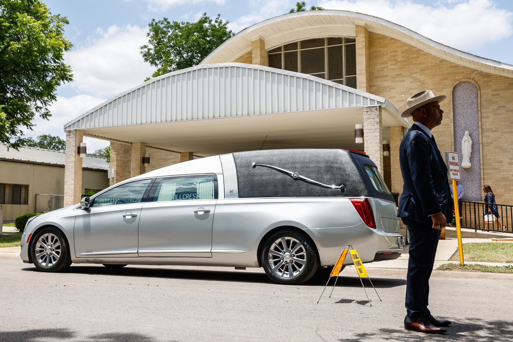 The funeral caravan arrived at Sacred Heart Catholic Church in Uvalde for the funeral Mass...