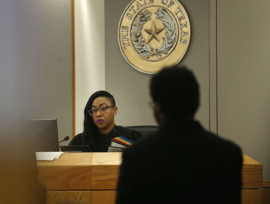 An archive photo shows Judge Amber Givens-Davis presiding over a trial at the Frank Crowley...