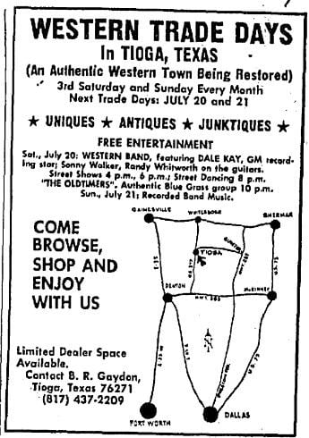 Advertisement from 1974 for Tioga's Western Trade Days.