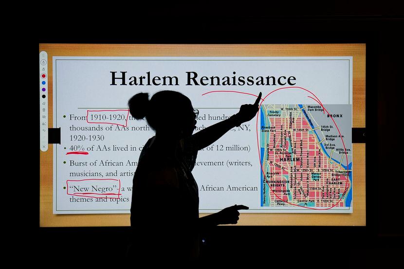 Teacher Tracy Smith led a discussion of the Harlem Renaissance during an AP African American...