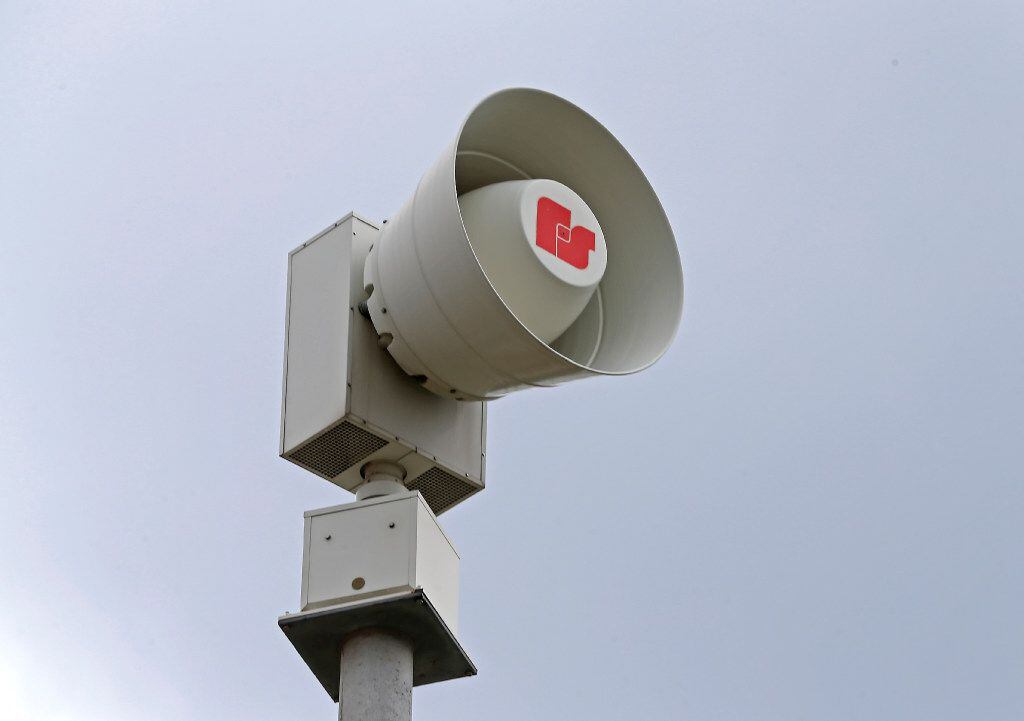 One of Federal Signal Corp.'s sirens, this one at the corner of Gaston Avenue and North...
