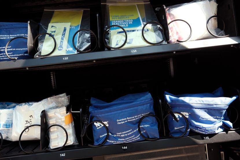A new vending machine in Brooklyn, N.Y.,  dispenses fentanyl test strips and naloxone as...