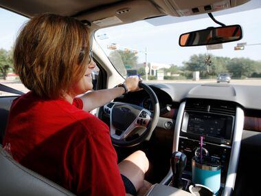 Andrea Gillette, 35, drives from Garland to her job at Fish City Grill in Richardson.  She...