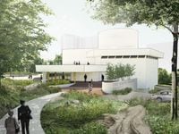 A rendering shows a restored Kalita Humphreys Theater from the Katy Trail. Dallas Theater...