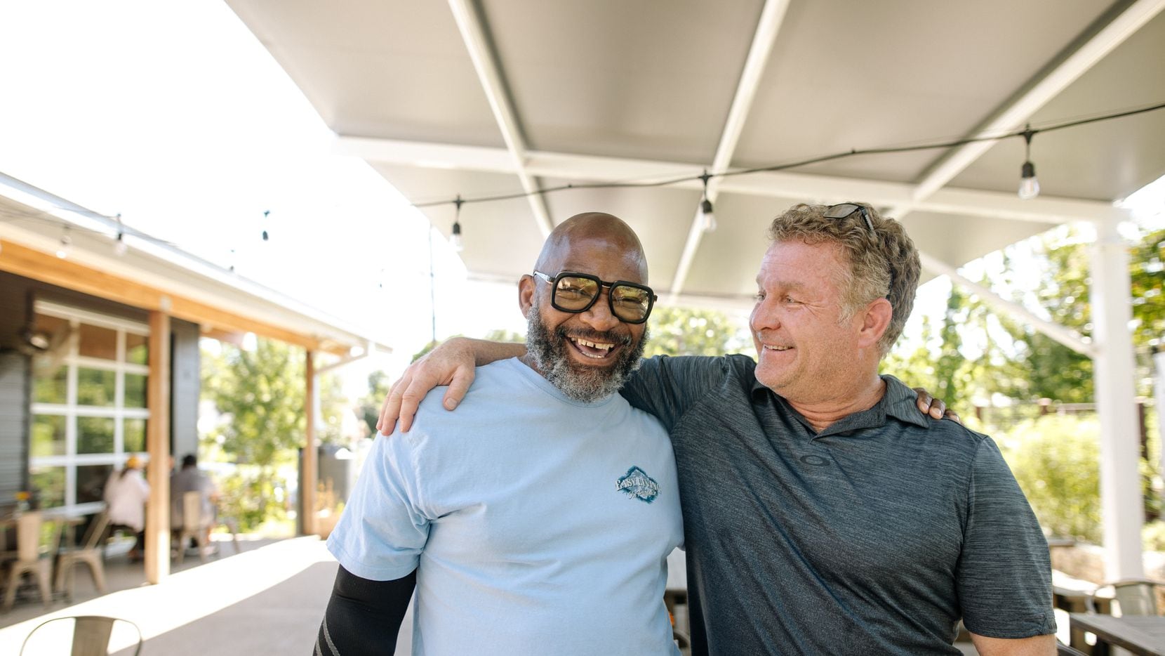 Daris Lee (left) with Bonton Farms founder Daron Babcock. Lee was one of 8,300 Texans hoping for a kidney transplant this Christmas. He got his last week.