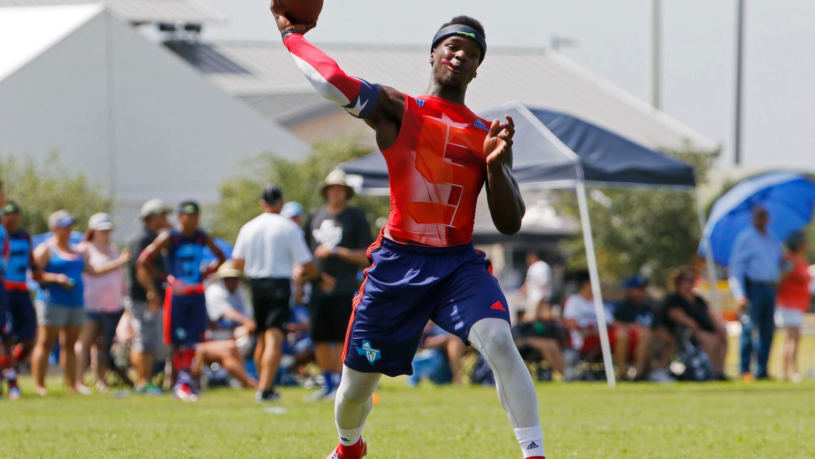 spontaneous Of God bedding DeSoto QB shows off his arm, leadership skills in Adidas 7-on-7 State  Championships