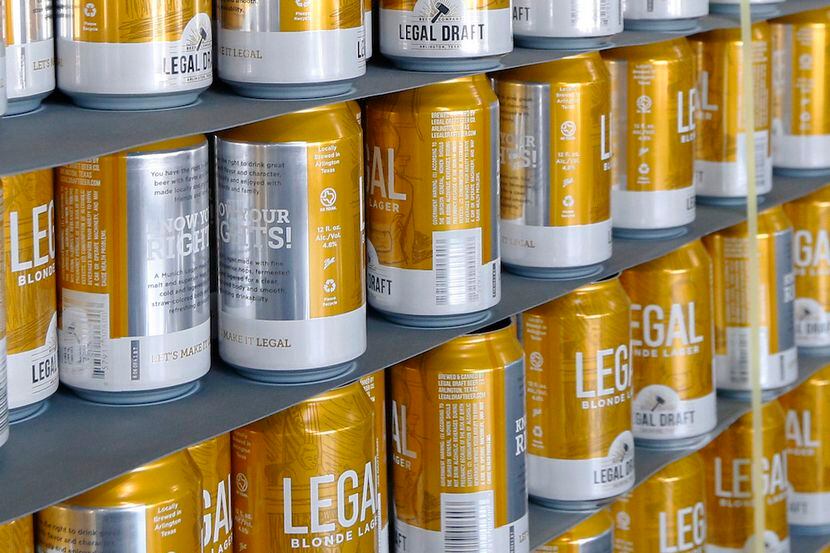 A room of empty cans at Legal Draft Beer Co. in Arlington