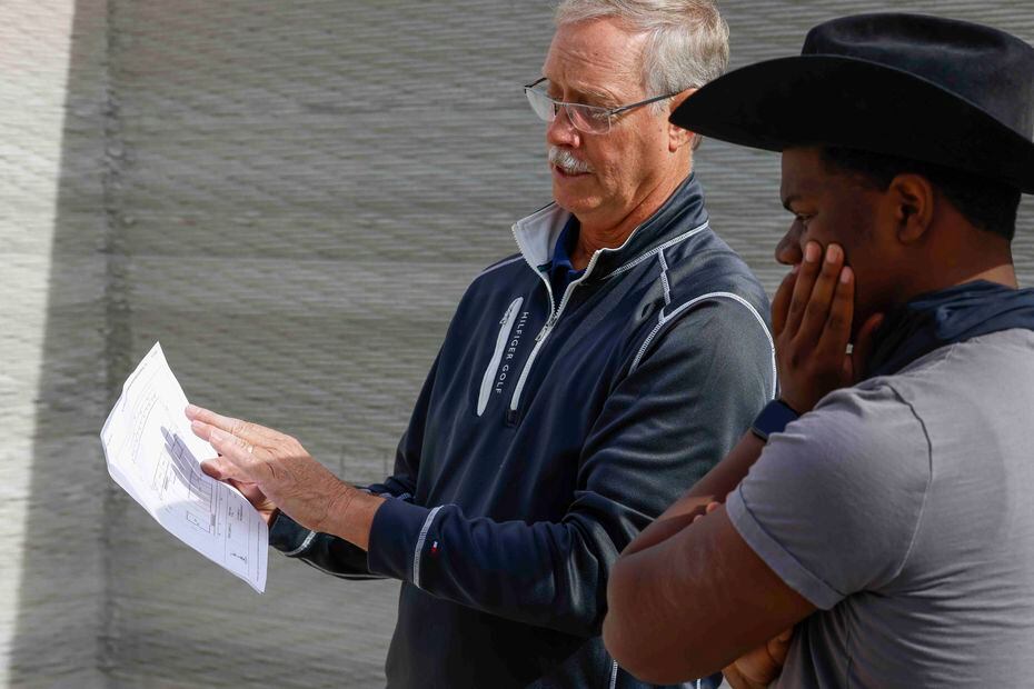 Tom Bugs, left, of Kitchen Logistics LLC consults with Treyvon Perry, CEO and founder of Von...