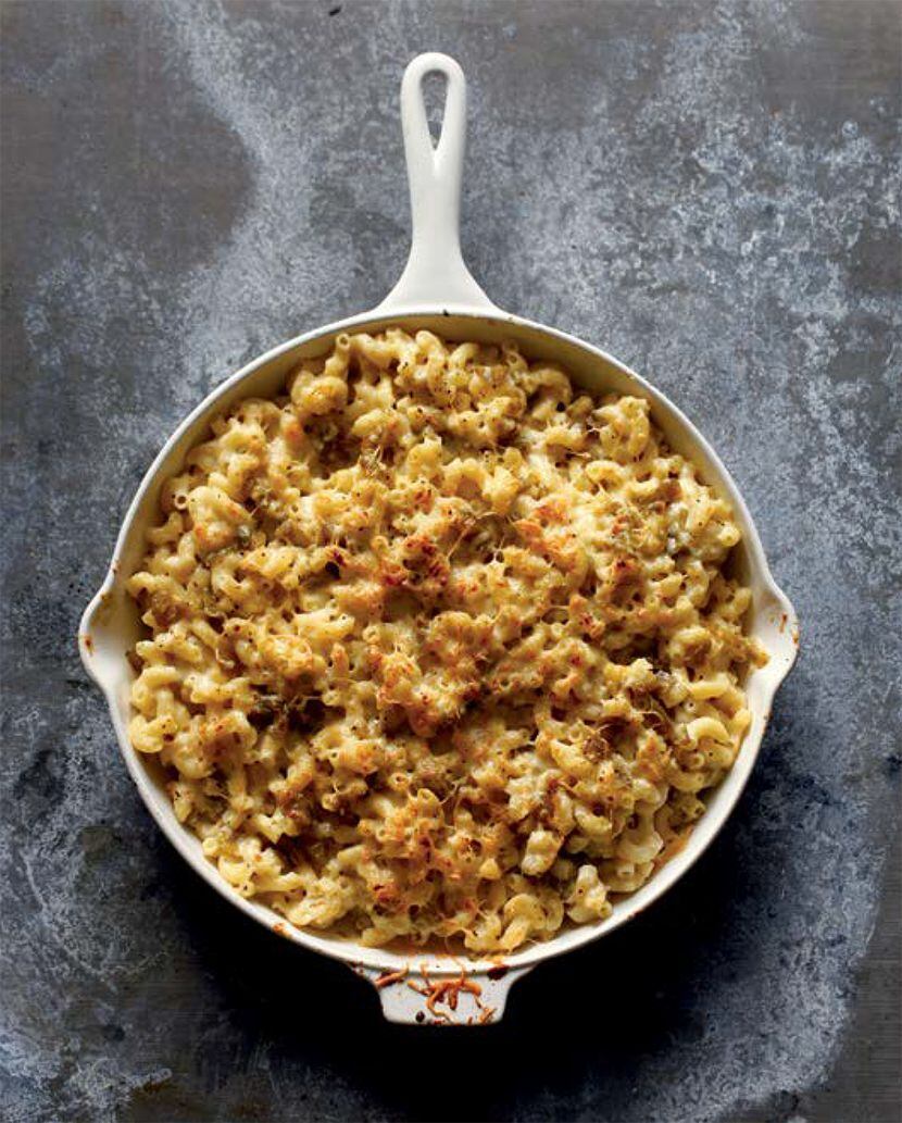 White Cheddar-Green Chile Mac and Cheese from 'Meatless in Cowtown,' the vegetarian cookbook...