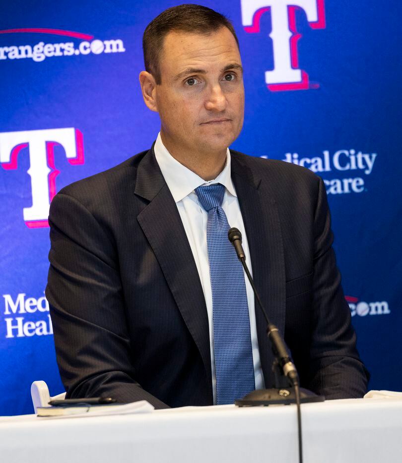 Chris Young, the team's executive vice president and general manager, listens during a press...