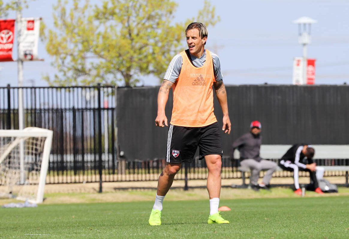 Reto Ziegler takes part in FC Dallas training on March 27th, 2019.