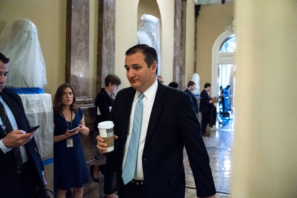 Sen. Ted Cruz (R-Texas) arrives to a closed-door meeting about the Senate health care bill,...