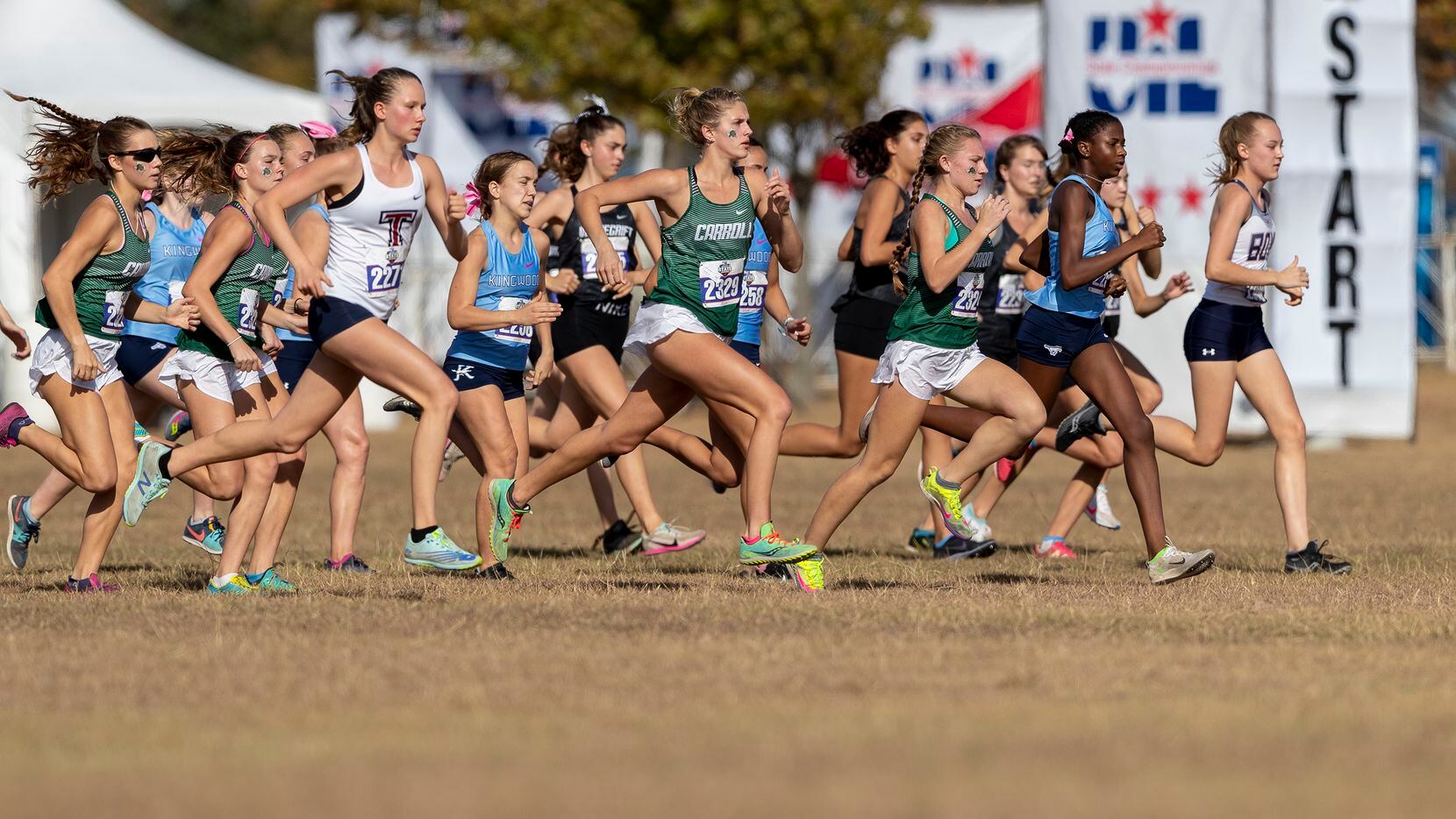Southlake Carroll begins the girls UIL Class 6A state cross country meet in Round Rock, Tuesday, Nov., 24, 2019.