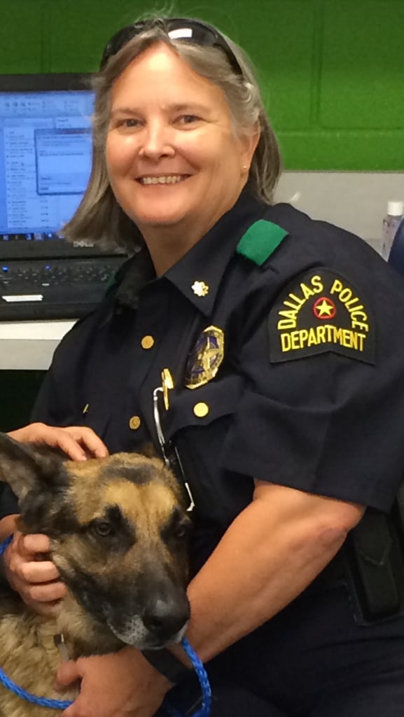 Major Barbara Hobbs with recently rescued "George" at Dallas Animal Services.