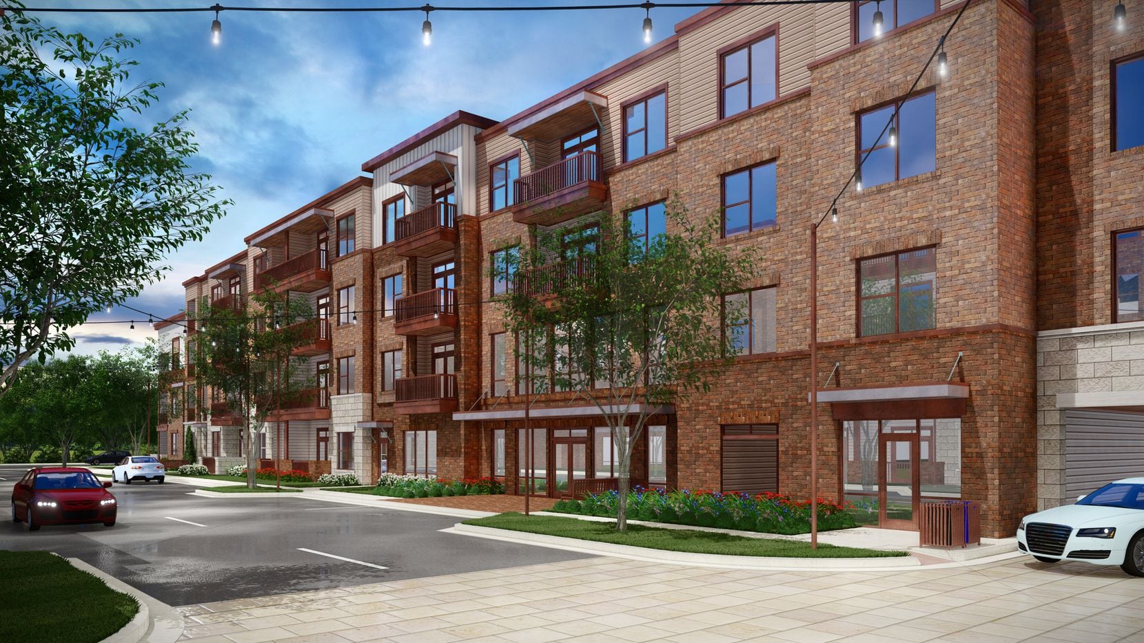 The Lenox Maplewood apartments are next to a DART rail station.