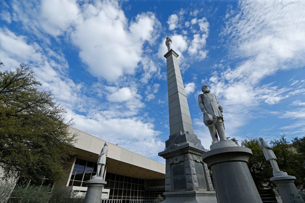 The Confederate War Memorial at Pioneer Park Cemetery in Dallas on March 21, 2018, before it...