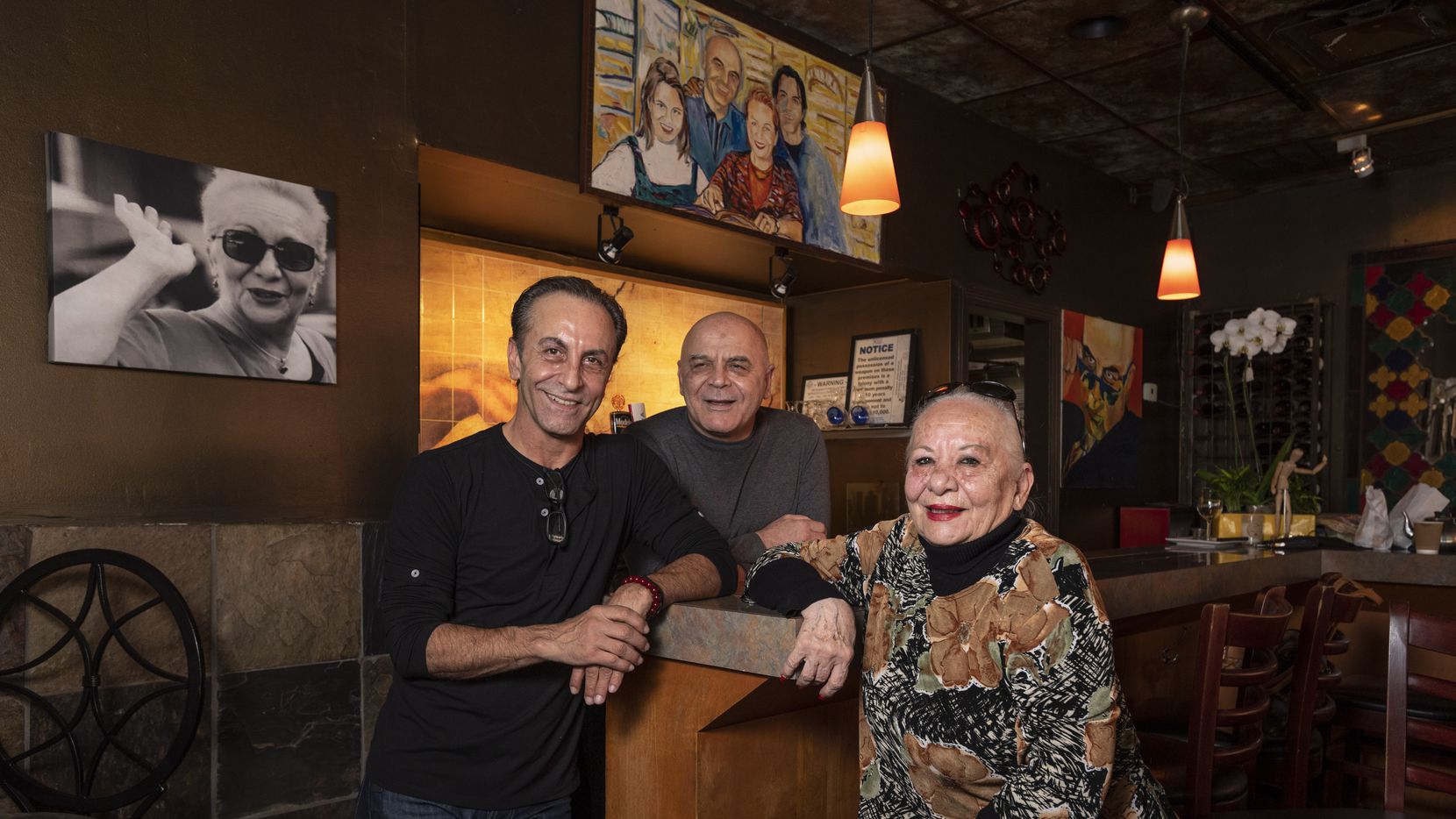 The Nazary family, Beau Nazary, left, Ali Nazary and their mother Nazy Nazary, at their restaurant Cafe Izmir in Dallas