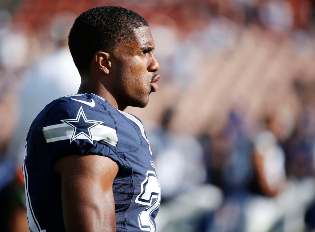 Dallas Cowboys free safety Byron Jones (31) stretches before a game against the Los Angeles Rams at Los Angeles Memorial Coliseum in Los Angeles, California on Saturday, August 12, 2017. (Vernon Bryant/The Dallas Morning News)