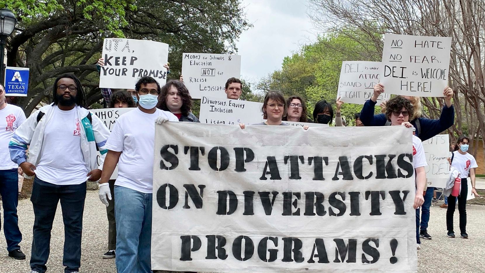 The University of Texas at Arlington’s Progressive Student Union assembled March 23 to...