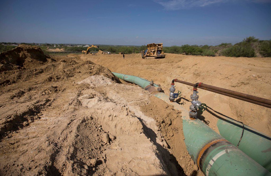 In this Sept. 7, 2014 photo, new pipelines to carry gas from Texas to Mexico, eventually...