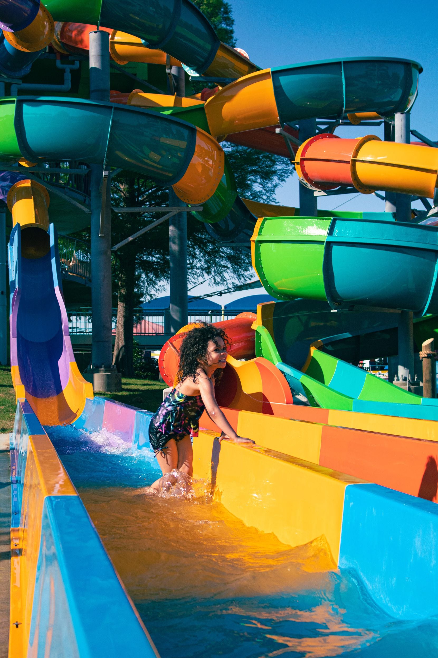The Banzai Pipeline at Six Flags Hurricane Harbor Arlington has three slides to twist, turn and spin riders.